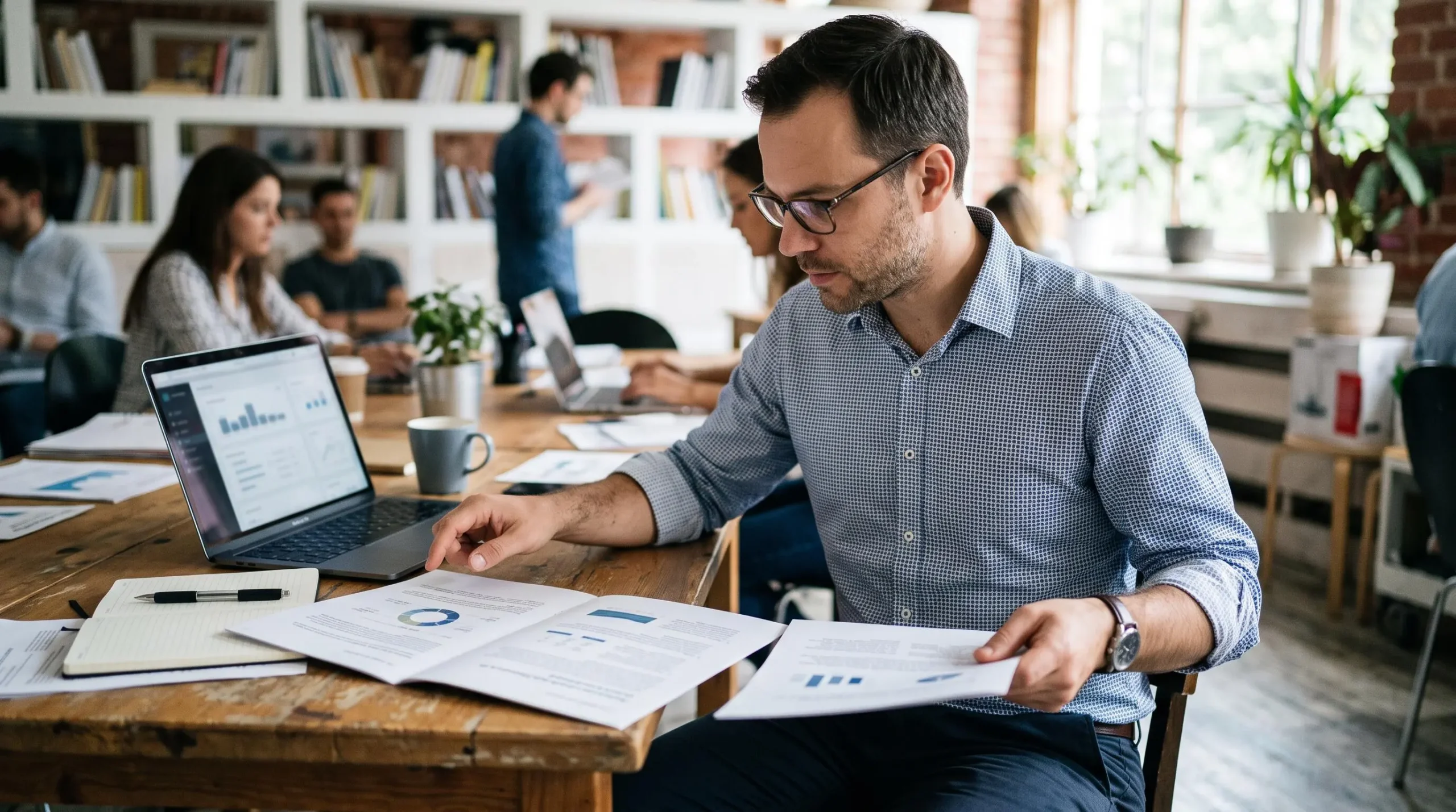 Responsable marketing comparant deux propositions d’accompagnement GEO